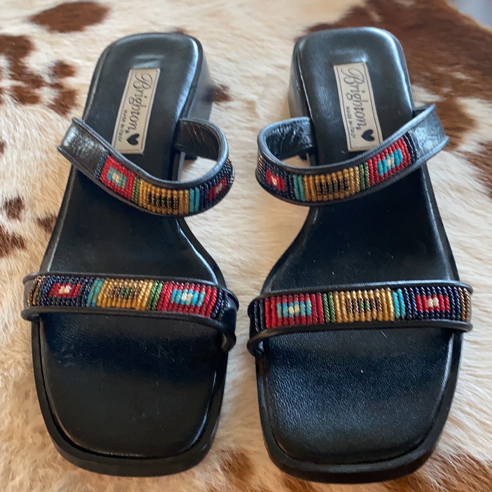 Brighton Sam Beaded Sandals, sz 8.5